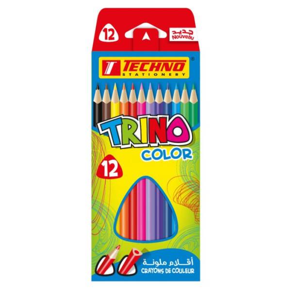 CRAYONS DE COULEURS TRINO BOITE DE 12 PIECES "TECHNO" REF: 5295
