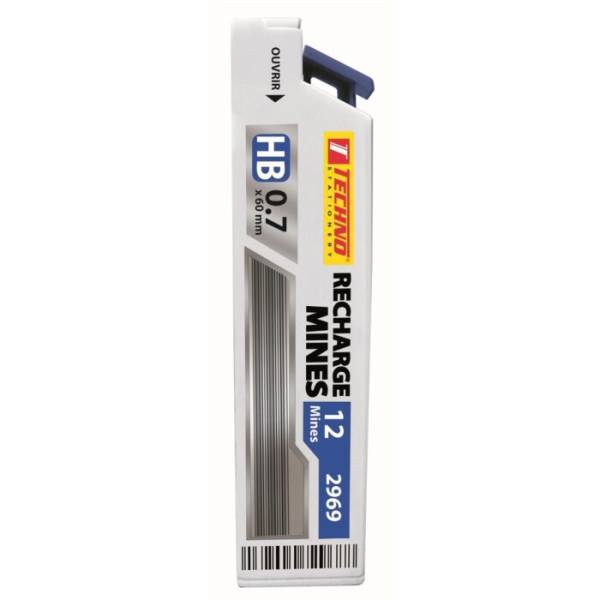 RECHARGE MINES HB ETUI DE 12 MINES 0.7mm "TECHNO" REF: 2969